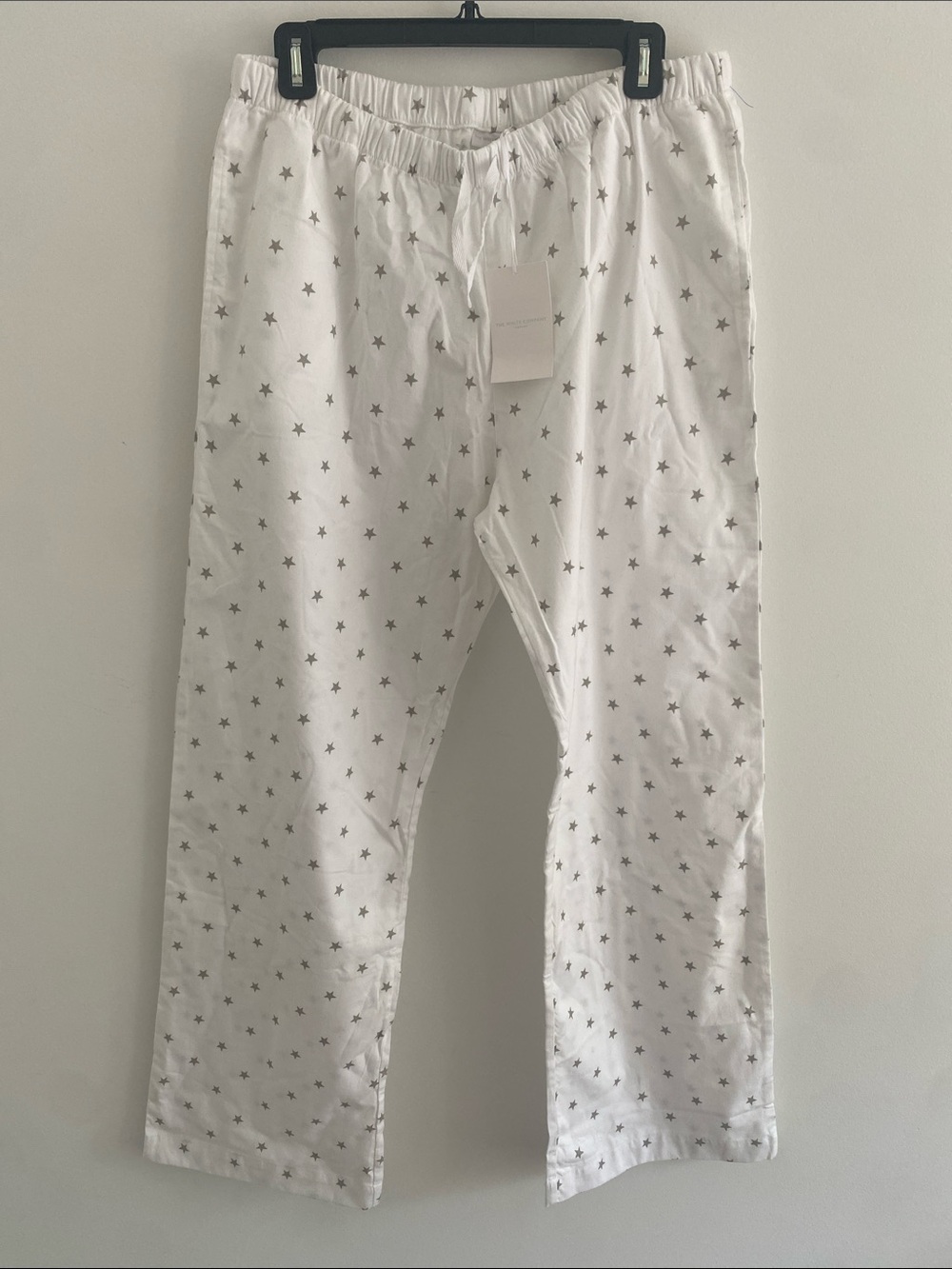 The White Company Cotton Brushed Flannel Grey Star PJ Loungwear Pajama Pants L